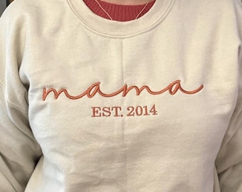 Custom Embroidered Mama Sweatshirt: Personalized Mom Gift