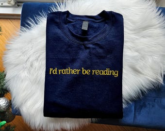 Ich würde eher bestickte Rundhals-Hoodie-Sweatshirt Bookish Bookish Lover Pullover lesen