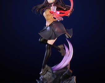Rin Magic Girl  Resin Figurine | Fate Girl Collector Statue | Crimson Sigil Mage Cast in Motion