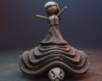 Carved Rock Francois & Clea Resin Figurine | Stylized Stone Diorama Collector Statue