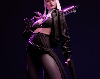 Veiled Mercy Takes Aim |  Unpainted Resin Figure | Nun with a gun