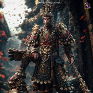 Monkey King Unpainted Resin Figurine | 327mm (12.9in) | Mythical God Collector Statue