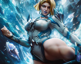 Figura de resina de la Reina Psiónica / Varios tamaños / Estatua de colección / Base de patada de onda de cristal I Reina de Hielo