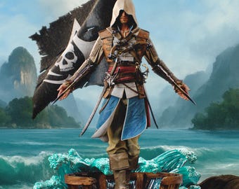 Edward  The Hooded Corsair Resin Figurine | 316mm (12.4in) |  Pirate Assassin Collector Statue | Gift for Gamers