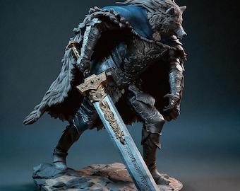 Elden Ring Blaidd Resin Statue | Multiple Sizes I UNPAINTED I Half-Wolf Warrior Figurine | Gift for Gamer I Dark Souls I Ranni&#39;s shadow I
