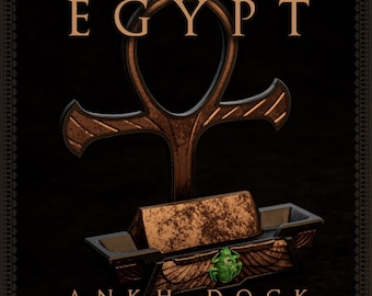 Egyptian Phone Docking Station Unpainted Resin Figurine | Ankh & Scarab Collector Accessory