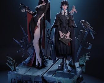 Mother and Daughter Resin Figurine  | Creepy Family Resin Figurine | Multiple Sizes | Gothic Mother and Daughter Collector Statue