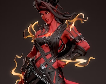 Devil Girl Resin Figurine | 289mm (11.3in) | Tiefling Warrior Collector Statue