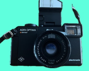 Vintage Agfa Optima Sensor Flash 35mm Camera - Compacte Zoekercamera met Flits - Ideaal voor Dagelijks Gebruik en Reisfotografie