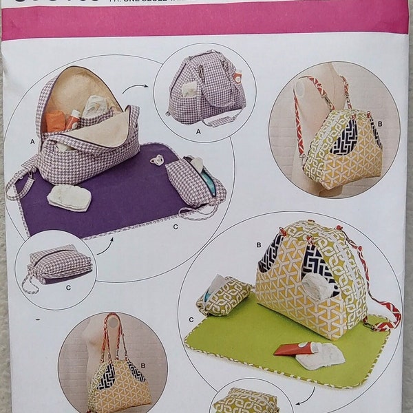 Uncut Simplicity Sewing Pattern 8013, Diaper Backpack, Bag, Changing Pad, Wipes Case, Convertible, Girl Boy, Baby Shower Gifts, Accessories