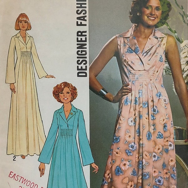 Uncut Misses Size 16, Vintage Sewing Pattern, Simplicity 7794, Dress, Gown, Caftan Robe, Tunic, Designer Fashion, Tucks, Sleeveless, Maxi