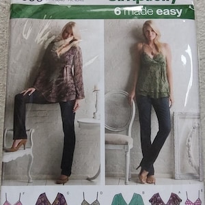 Uncut, Misses Size 12-20, Simplicity 3956, Sewing Pattern, Blouse, Top, Flutter Sleeves, Sleeveless, Tank, Camisole, Layers, Ruffles, Easy