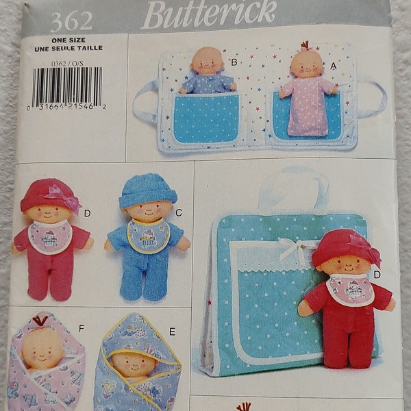 Uncut, Sewing Pattern, Butterick 362, Carry-Along Twin Dolls, Carrier, Gift, Doll Clothes, Travel Toy Kids, Girl, Child, Baby Shower, Boy