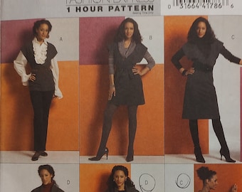 Uncut Misses Size XS to Medium, Sewing Pattern, Butterick 5100, Top, Tunic, Dress, Belt, 1 Hour, Fashion Express, Knit Fabric, Fast and Easy