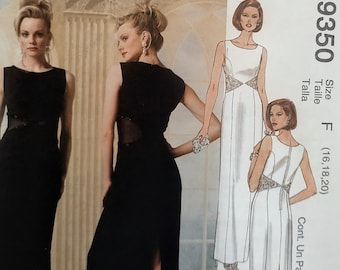 Uncut, Misses Size 16-20, McCalls 9350, Sewing Pattern, Wedding Dress, Bridal Gown, Evening Elegance, Back Slit, Sheer Waist Panel, Floor