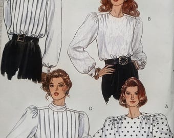Uncut, Misses Size 12-16, Sewing Pattern, Butterick 5227, Easy, Top, Shirt, Blouse, Loose Fitting, Pleats Tucks, Puffy Sleeves, Long Elbow