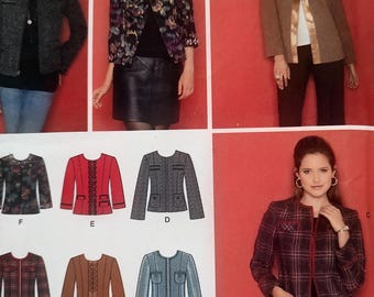 Uncut Misses Size 16-24, Sewing Pattern Simplicity 2284, Jacket, Blazer, Career, Tweed, Crop or Hip Length, Pockets Plus, Long Elbow Sleeves