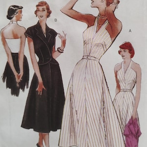 Uncut, Misses Size 8-14, Sewing Pattern, Butterick 5214, Easy Dress, Jacket, Belt, Halter, Fit and Flare, Retro Remake, Bolero, Below Knee