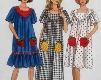 Uncut Misses Size 6-16, Sewing Pattern Simplicity 9667, Dress, Knee Floor Length, Ruffle, Flutter Sleeves, Muu Muu, Square Neckline, Easy
