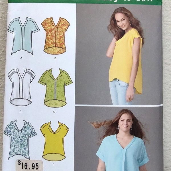 Uncut Misses Size 4-26, Sewing Pattern, Simplicity 1660, Top, Blouse, Shirt, Small, Medium, Large, Plus Size, High Low Hem Hemline, Easy Sew