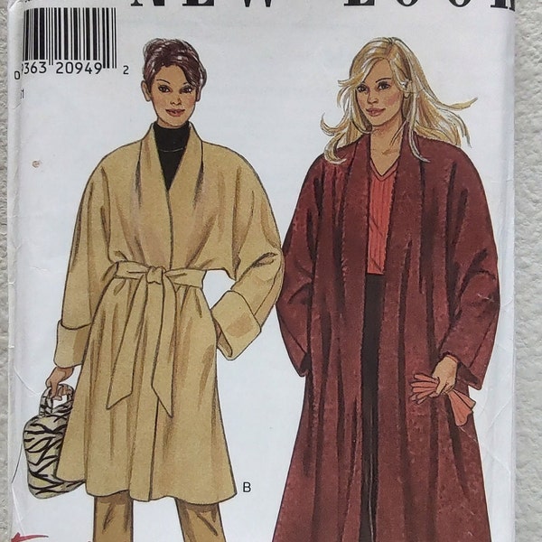 Uncut Misses Size 10-28, Sewing Pattern New Look 6686, Fast Easy to Sew, Jacket, Coat, Short Long, Collar, Fall, Wool, Plus, 2 hours to Make