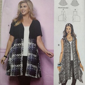 Uncut Misses Size XXL-6X, Sewing Pattern, Butterick 6466, Tunic Top, Connie Crawford Designer, Plus, Easy to Sew, Duster, Jacket, Cardigan