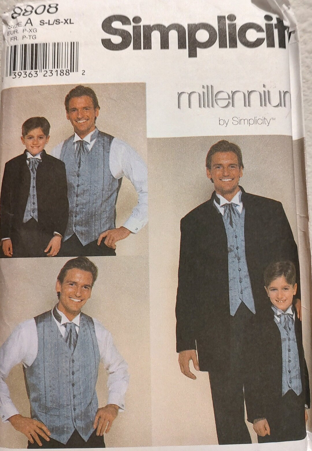 Father Son Pattern Uncut, Father Son, Sewing Pattern, Simplicity 8808, Vest, Jacket, Ascot ...