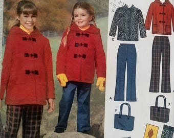 Uncut Child Size 7-14, Sewing Pattern, Simplicity 4837, Girls Boys, Pants, Jacket, Scarf, Mittens, Bag, Hood Hooded, Fleece, Easy to Sew,