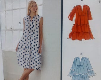 Uncut, Misses Size 4-22, Sewing Pattern, McCalls 10520, Dress, at the Knee, Layers Tiers Ruffles, Sleeveless, Flowing Sleeves, Lace Trim