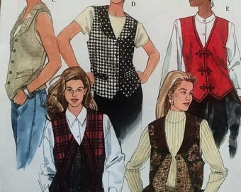 Uncut Misses Size 12-16, Vintage Sewing Pattern, Simplicity 9819, Vest, Lined, Career, Collar, Frog Closure, Button Front, Pockets, Welt