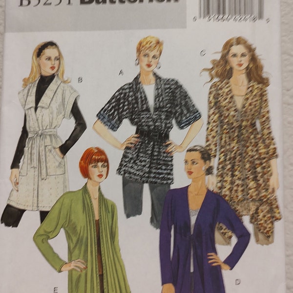 Uncut, Misses Size 4-14, Sewing Pattern, Butterick 5251, Fast and Easy, Cardigan Jacket Coat Belt, Fall, Winter, Collar, Pockets, Sweater