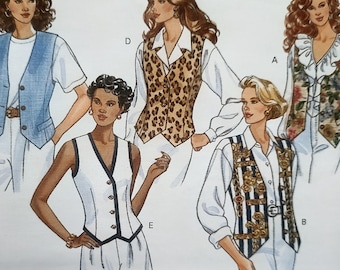 Uncut, Misses Size 14-18, Sewing Pattern, Butterick 6714, Vests, Fast and Easy, 1 Yard Fabric 60 Inches, Button Down, Lined, Welt Pockets