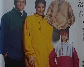 Uncut Unisex Size 31.5-40 Inches, Sewing Pattern, McCalls 8478, Top, Headband, Sweatshirt, Polar Gear, Mens, Misses, Teen, Small Med Large
