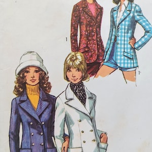 Uncut Misses Size 16, Vintage Sewing Pattern, Simplicity 9610, Blazer, Jacket, Coat, Hip Length, Single Double Breasted, Collar, Pockets