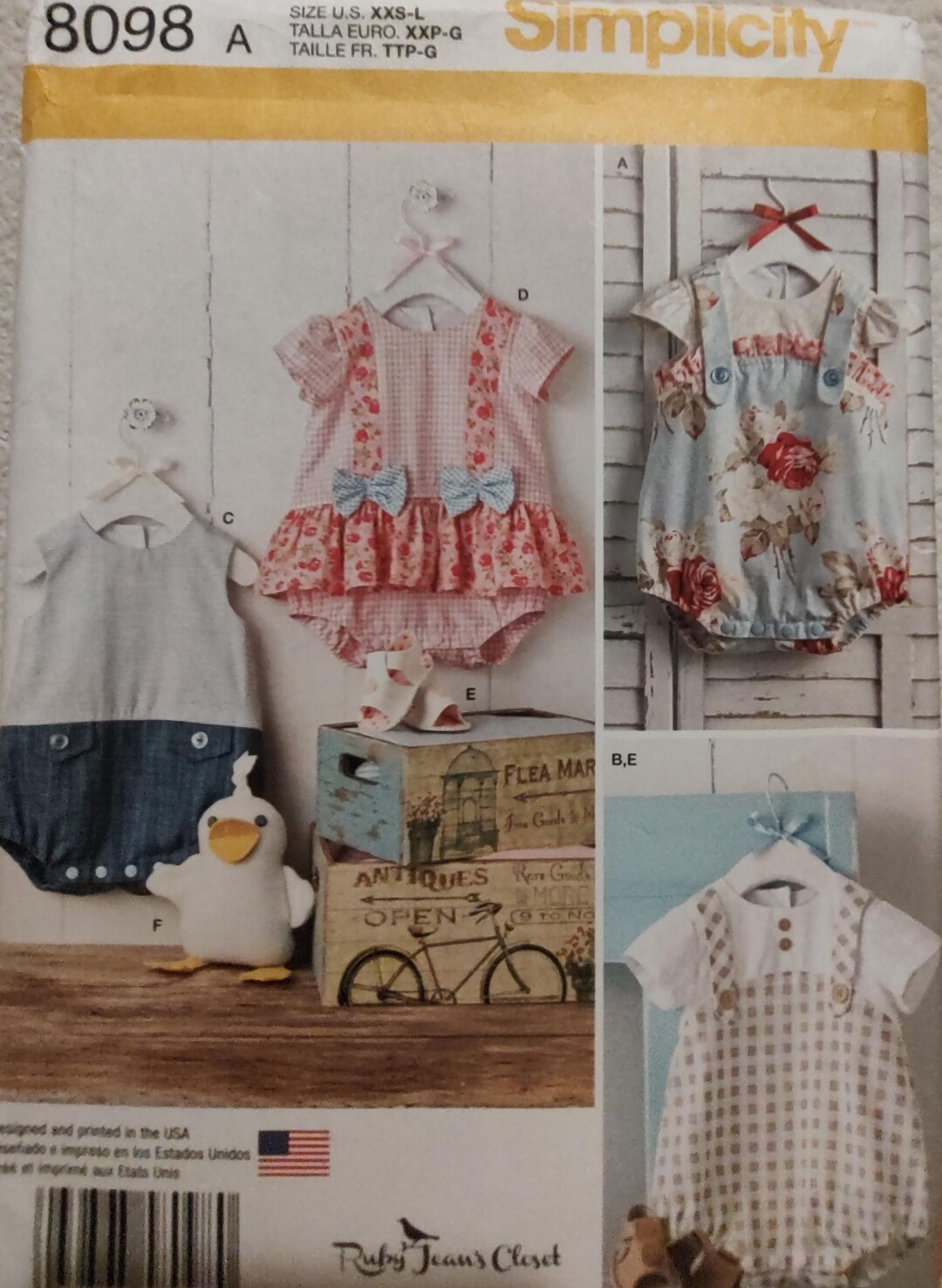 Uncut, Baby Size 7-24 Lbs, Sewing Pattern, Simplicity 8098, Romper ...