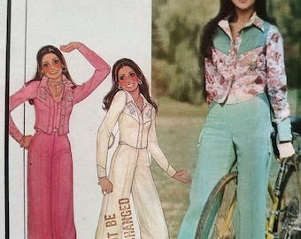 Uncut Misses Size 8, Vintage Sewing Pattern McCalls 4389, Marlo's Corner, Jacket Shirt, Pants, Western Rodeo Cowgirl, Wide Leg, Yoke, Collar