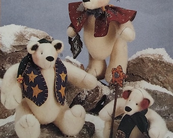 Uncut, 9 and 12 Inch Bears, Sewing Pattern McCalls 8389, Snow Bearies, Small Large, Doll Clothes, Toy, Stuffed Animal, Gift, Crafts, Winter