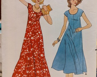 Uncut Misses Size 8-18, Vintage Sewing Pattern, Quick Butterick 5968, Dress, Below Knee Floor Maxi Length, Fast and Easy Sew, Fit and Flare