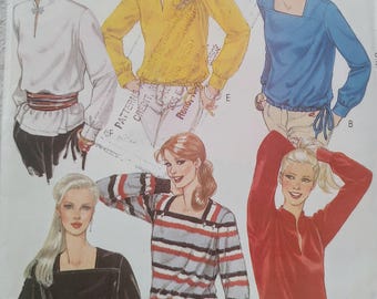 Uncut Misses Size 22-24, Vintage Sewing Pattern, McCalls 7174, Top, Pullover, Square, Funnel Neckline, Drawstring Waist, Crop, Ribbing, Plus