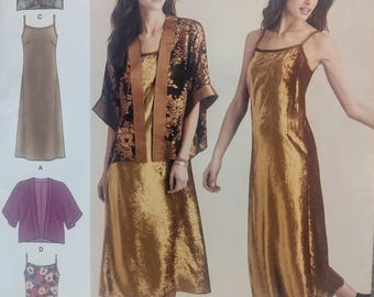 Uncut Misses Size 6-14, Sewing Pattern, Simplicity 8413, Dress, Kimono Bolero Jacket, Slip-dress Sleeveless, Knee Ankle Length, Small Medium