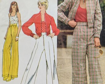 Uncut, Misses Size 10, Vintage Sewing Pattern, Simplicity 5510, Unlined Jacket, Halter Top, Wide Leg Pants, Bomber, Coat, Crop Cropped