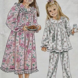 Uncut, Child Size 3-8, Sewing Pattern, Simplicity 9296, Sleepwear, Pajamas, Nightgown Pants Top, Lace, Long Sleeves, Little Girl Toddler
