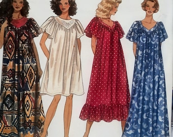 Uncut Misses Size 6-16, Sewing Pattern Simplicity 9408, Dress, Knee Ankle Floor Length, Ruffle, Sleeves, Muu Muu, Easy to Sew, Loose Fitting