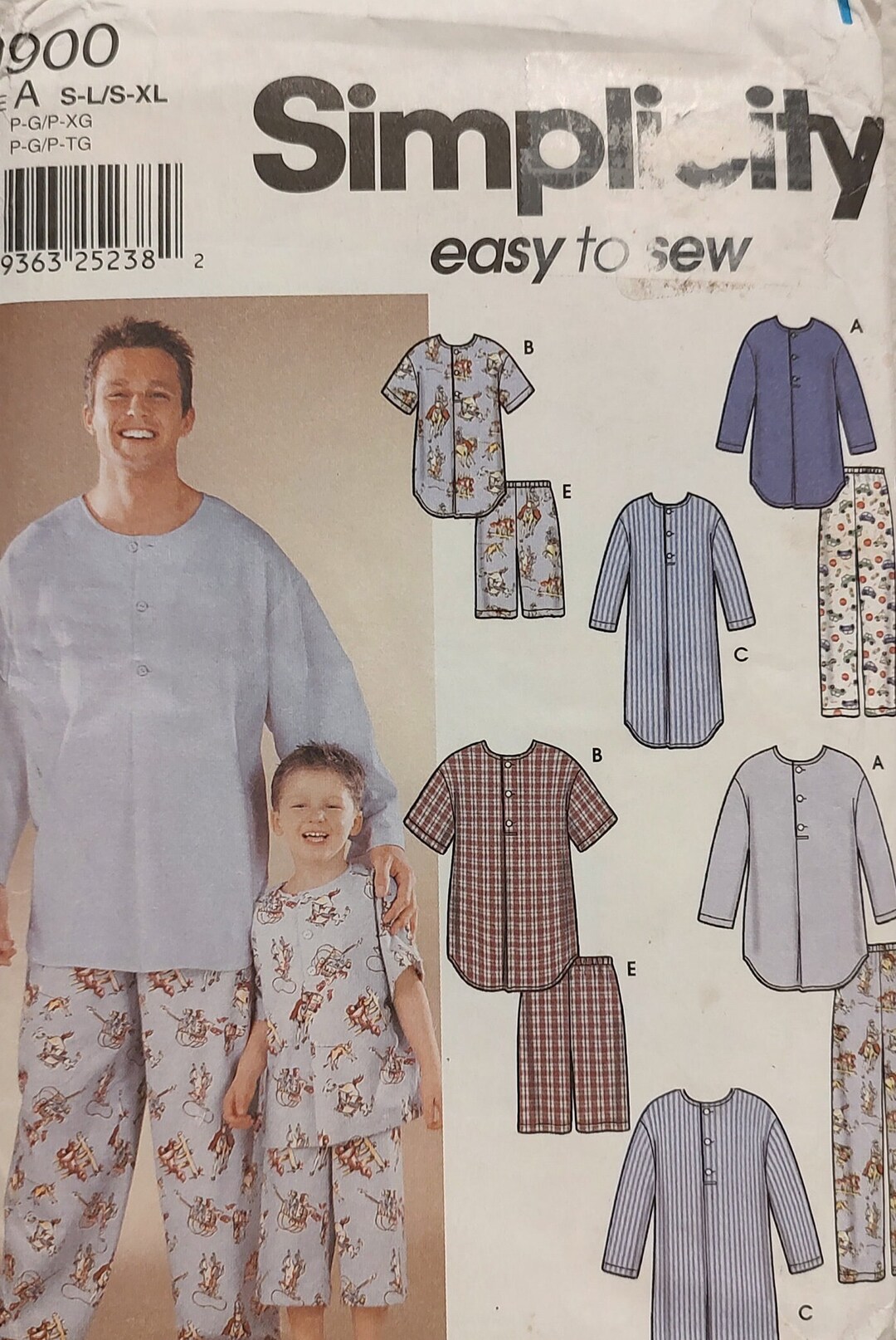 Father Son Pattern Uncut, Father Son, Sewing Pattern, Simplicity 9900, Pajamas, Sleepwear ...