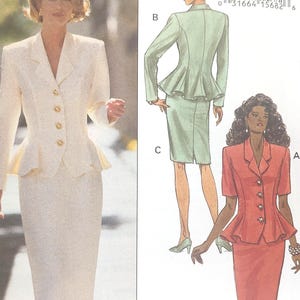 Uncut Misses Size 12-16, Sewing Pattern, Butterick 6640, Top, Skirt, Suit, Jacket, Peplum, Straight Pencil, Knee or Below Length, Fast Easy