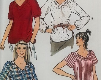 Uncut, Misses Size 6-14, Sewing Pattern, Butterick 6465, Fast and Easy, Top, Shirt, Blouse, Loose Fitting, Raglan Sleeves, Drawstring Waist