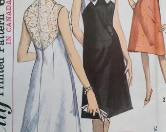 Uncut Misses Size 10, Vintage Sewing Pattern, Simplicity 5797, Dress, Sleeveless, at the Knee, Lace Panel, Contrast Fabric, A-Line Flare 60s