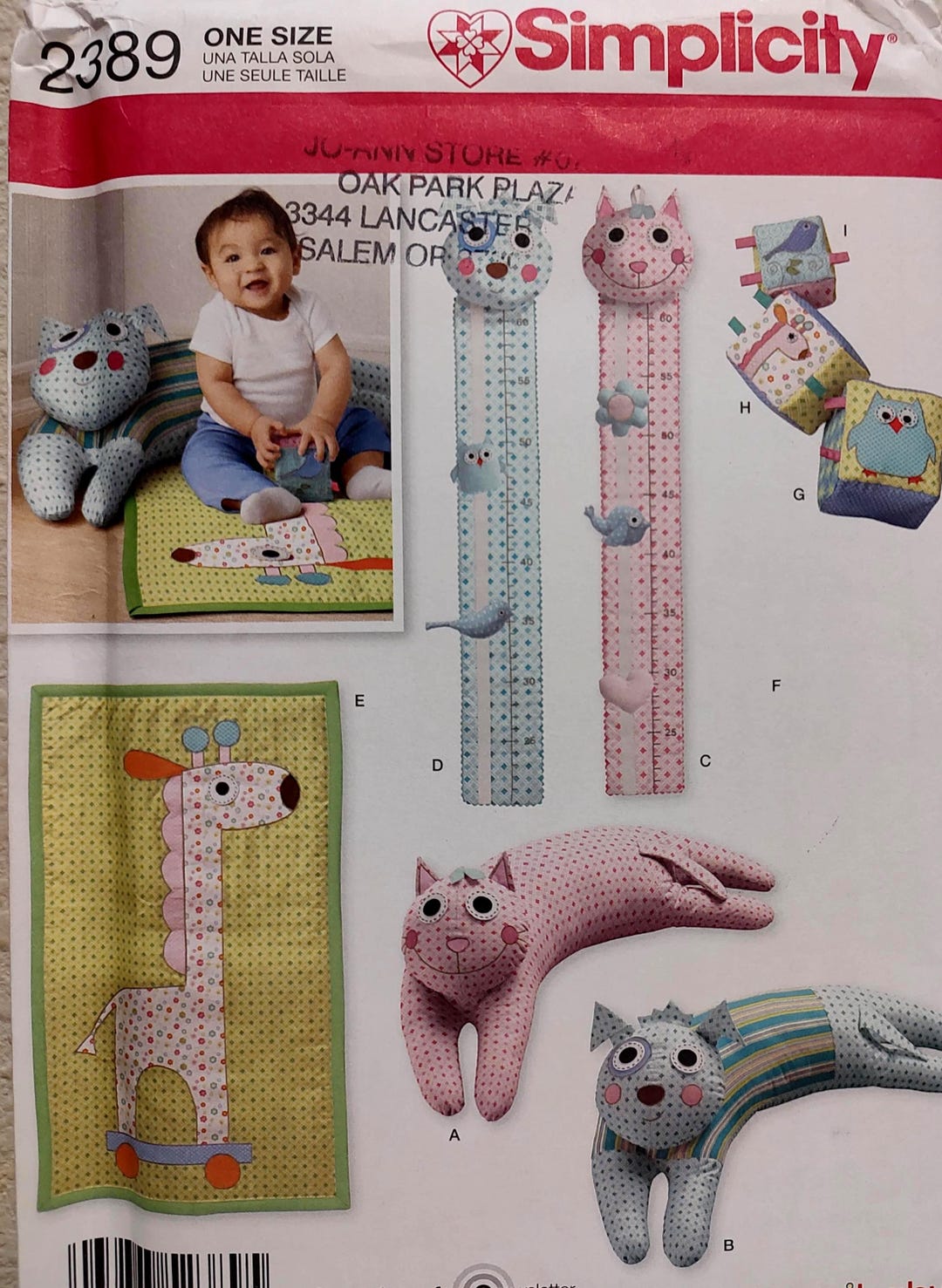 Y Pattern Booster Uncut Simplicity Sewing Pattern 2389, Baby Booster Pillow, Blocks Toy ...