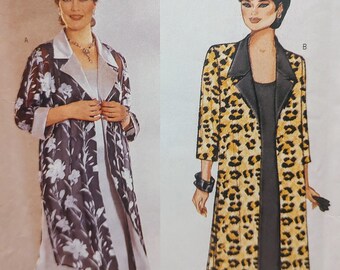 Uncut Misses Size 22-26, Sewing Pattern, Butterick 6477, Jacket, Dress, Very Loose Fitting, Unlined, 3/4 Sleeves, Sheath Sleeveless, Slit