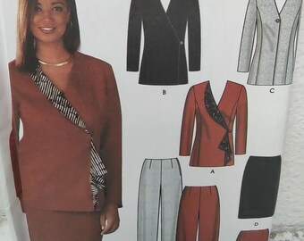 Uncut Misses Plus Size 18-24, Sewing Pattern Simplicity 5870, Skirt, Pencil, Slim Pants, Lined Jacket, Suit, Career Wardrobe, Easy Chic